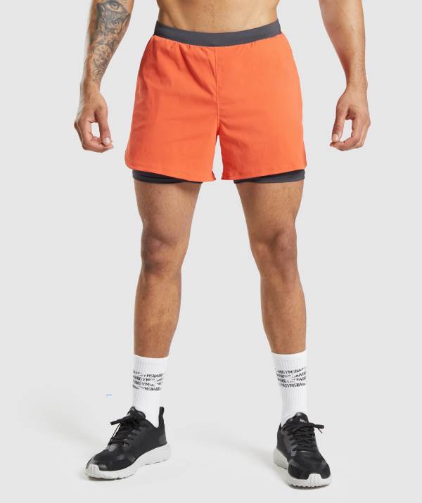 Panske Šortky Gymshark Speed Evolve 5" 2 In 1 Oranžové | DY2764351